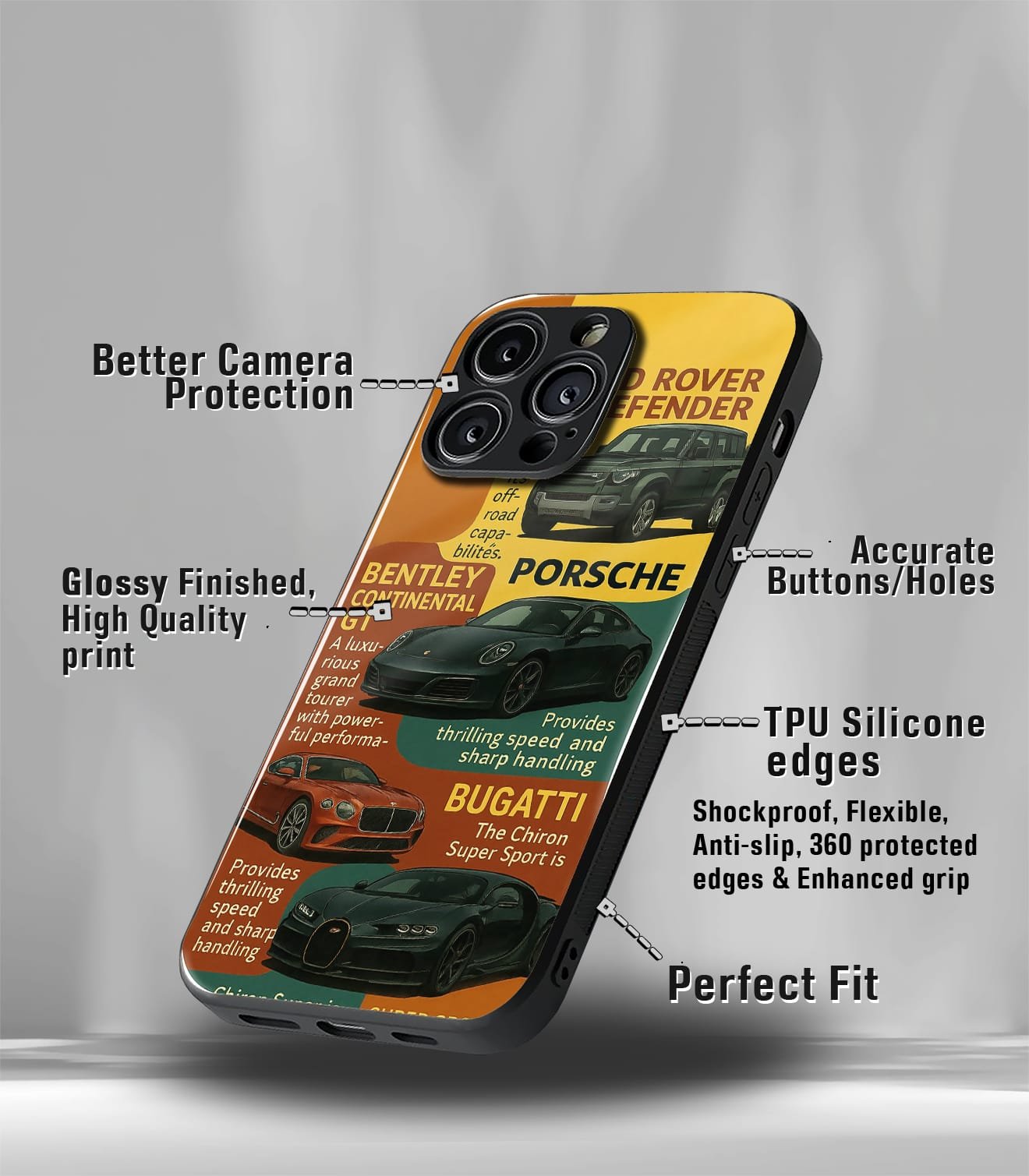 super car automotive premium glossy phone case compatible for every phone models.
