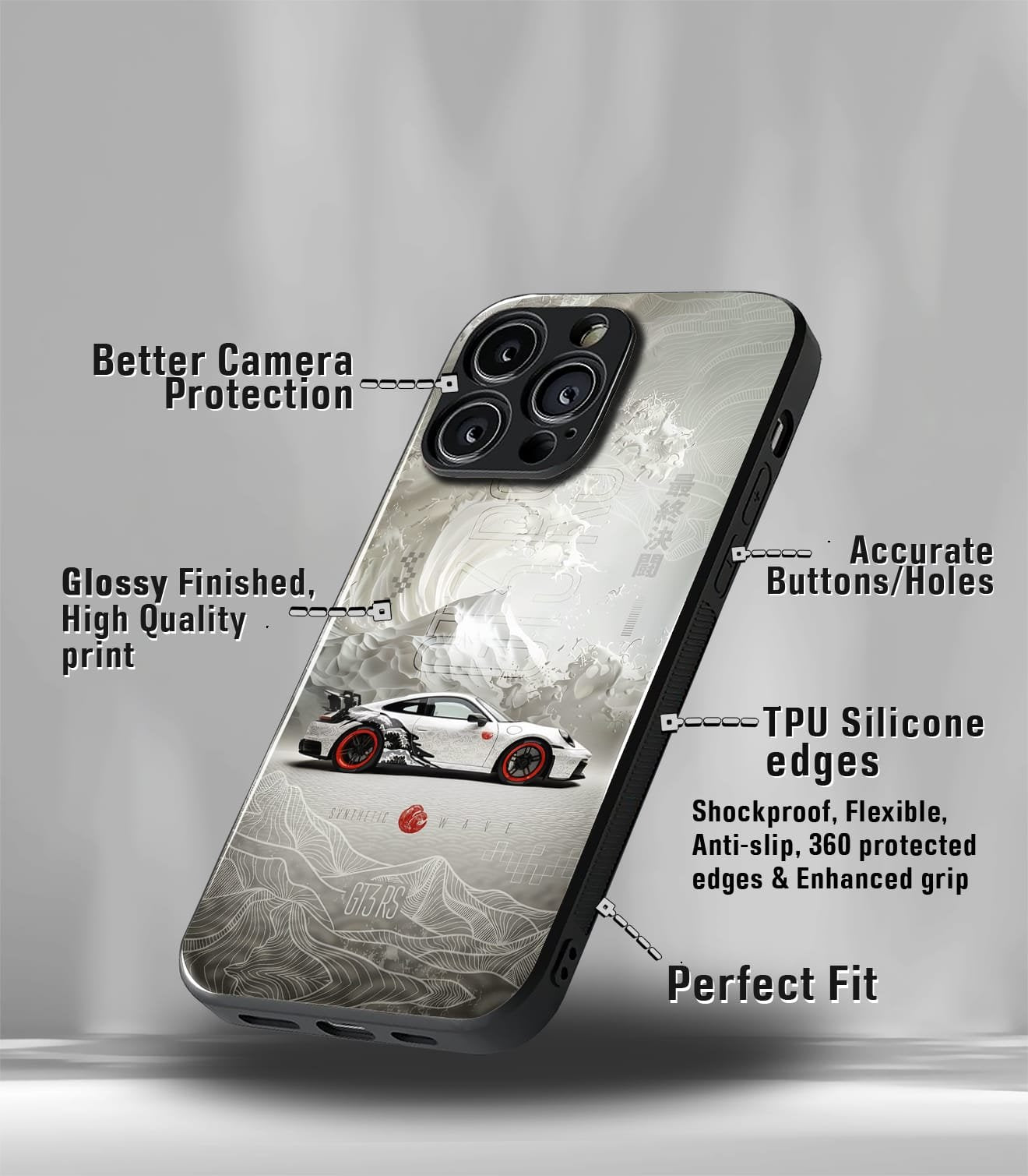 super car automotive premium glossy phone case compatible for every phone models.