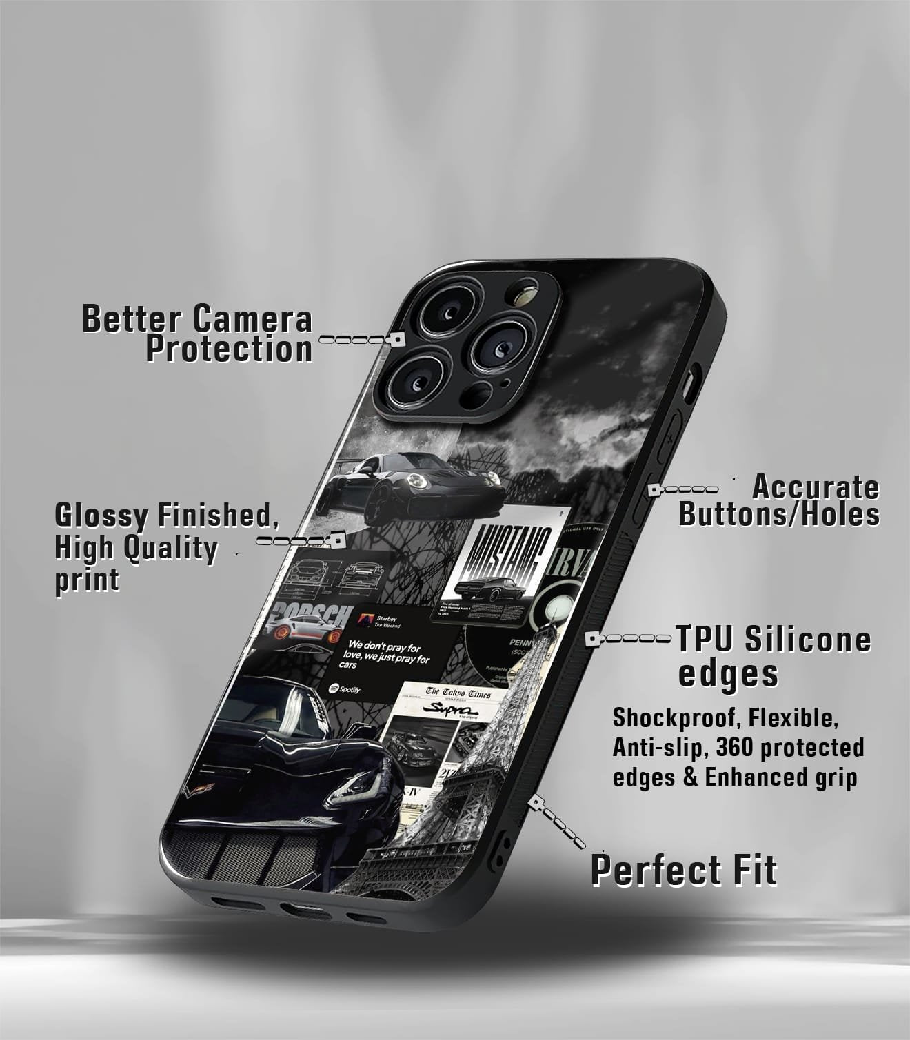 super car automotive premium glossy phone case compatible for every phone models.