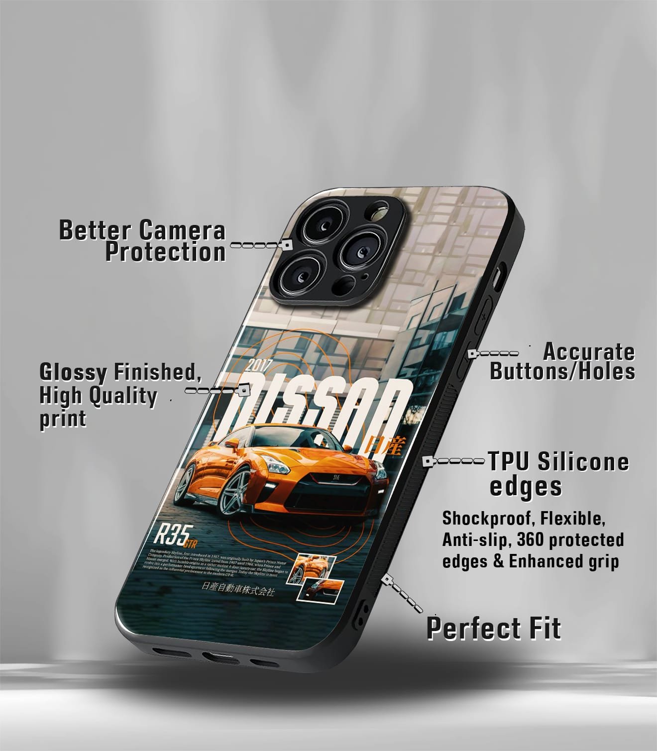 super car automotive premium glossy phone case compatible for every phone models.