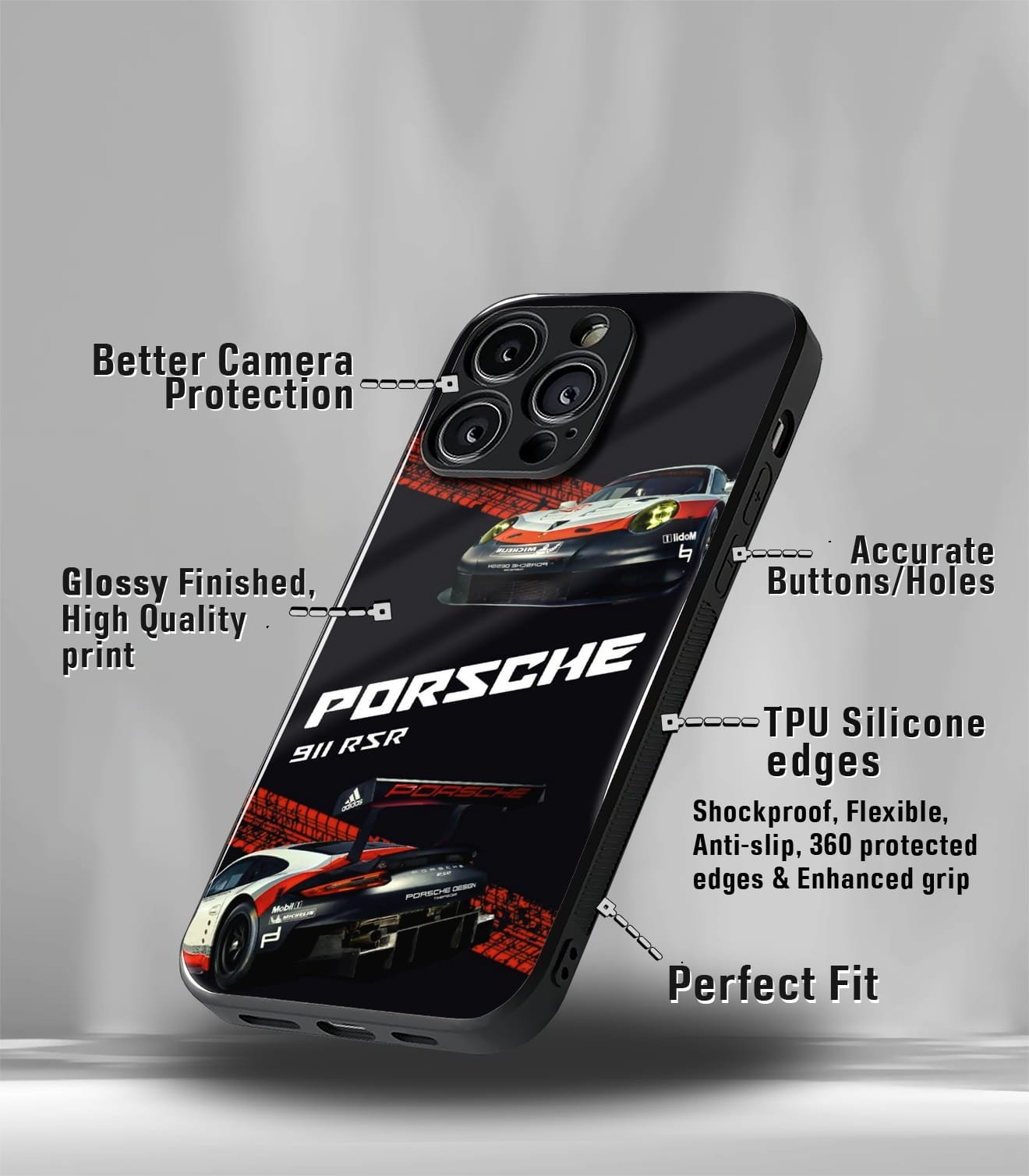 porsche super car premium glossy phone case compatible for every phone models.