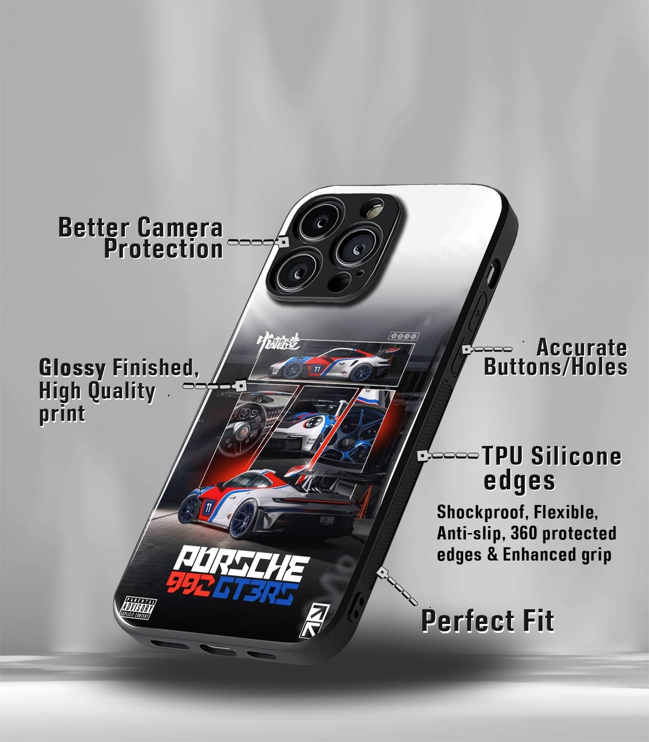 porsche super car premium glossy phone case compatible for every phone models.