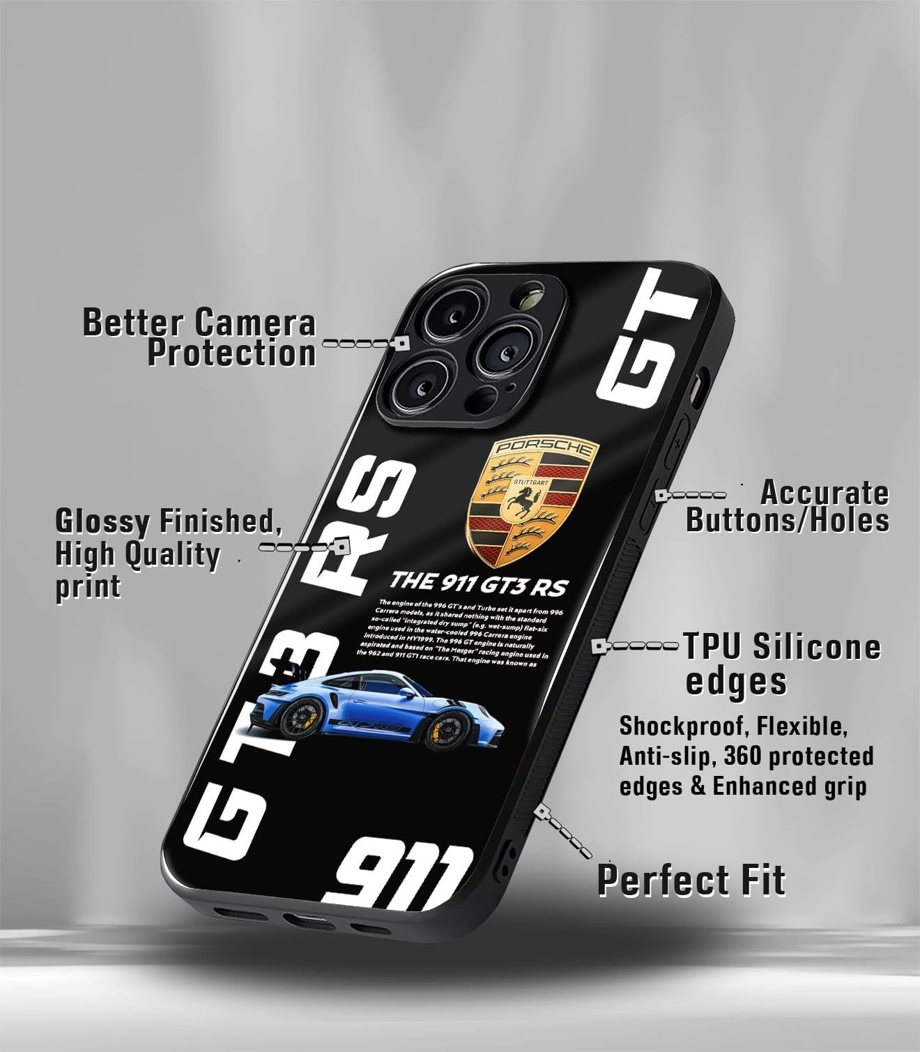 porsche super car premium glossy phone case compatible for every phone models.