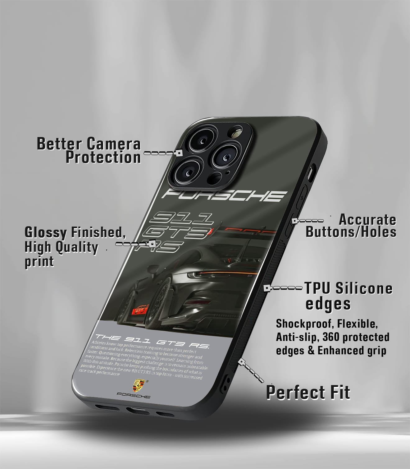 porsche super car premium glossy phone case compatible for every phone models.