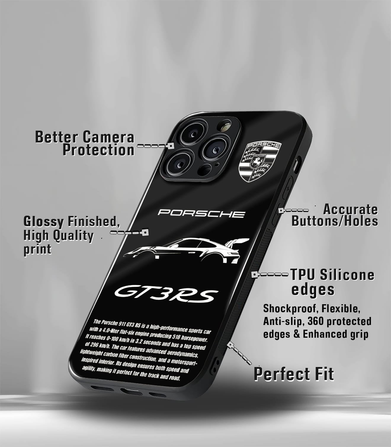 porsche super car premium glossy phone case compatible for every phone models.