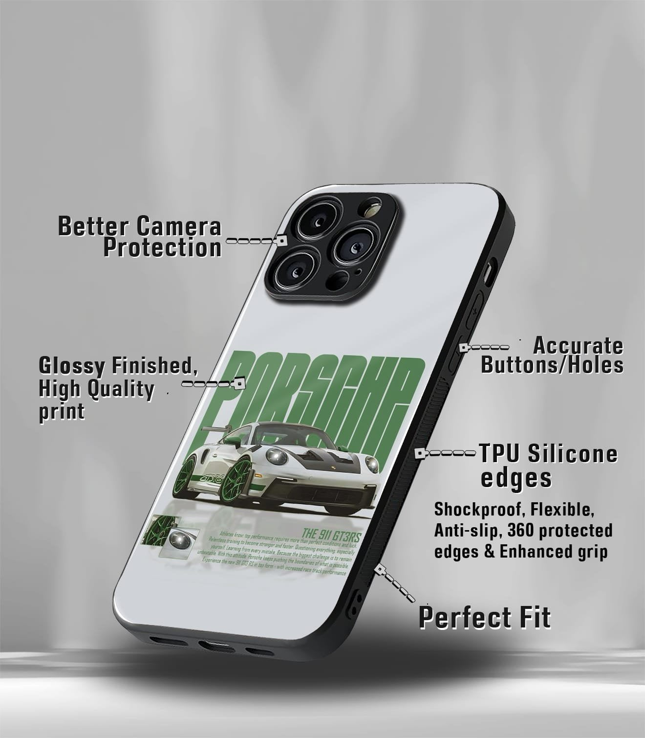 porsche super car premium glossy phone case compatible for every phone models.