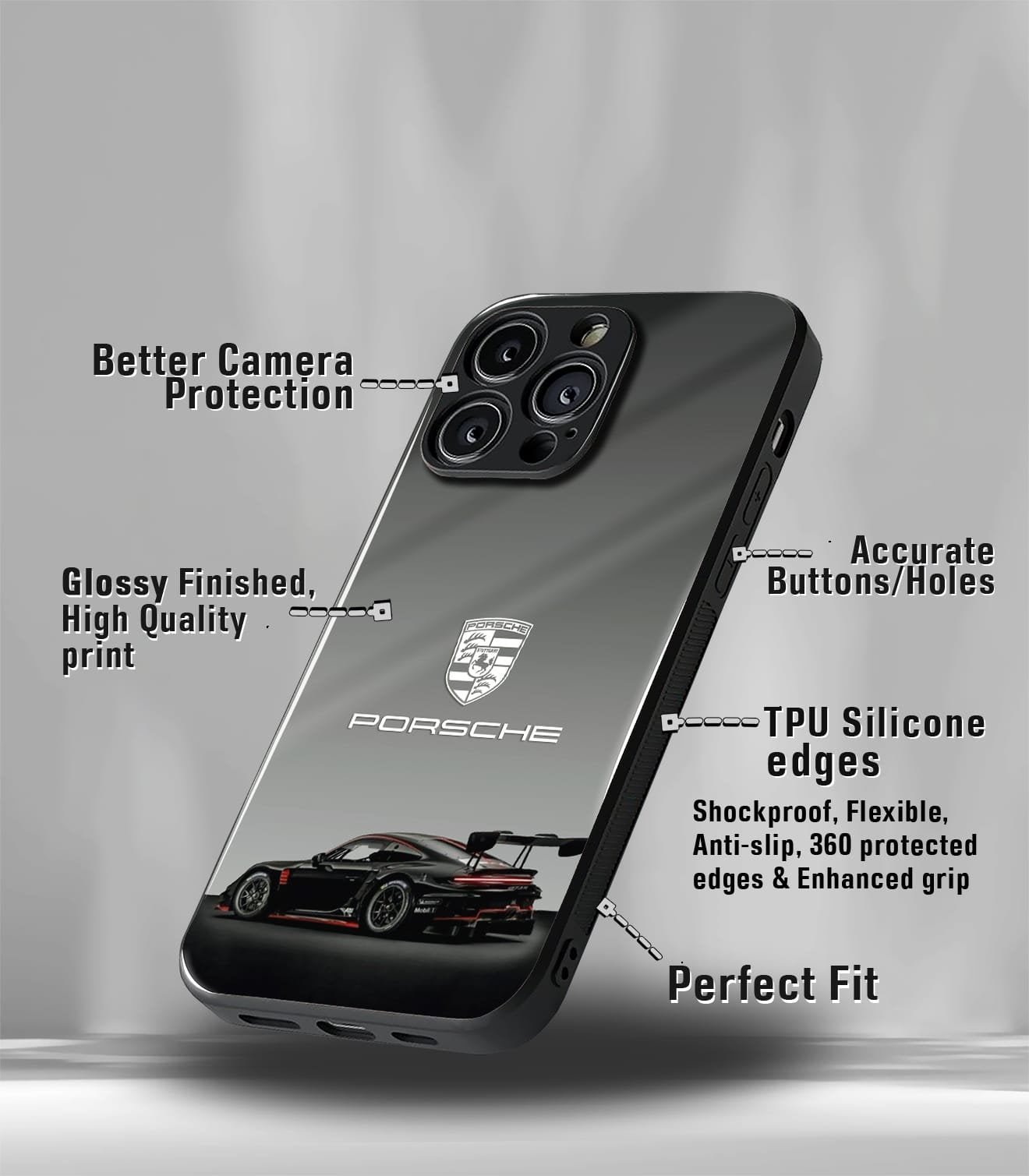 porsche super car premium glossy phone case compatible for every phone models.