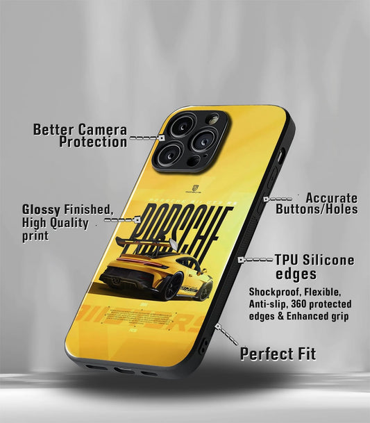 Yellow Porsche Premium Glossy Phone Case compatible for every Phone Models.