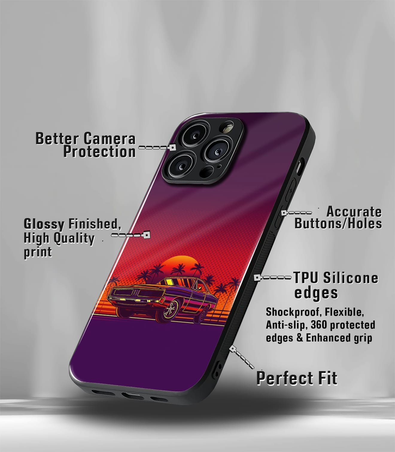automotive premium glossy phone case compatible for every phone models.