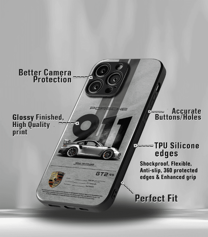 porsche super car automotive premium glossy phone case compatible for every phone models.