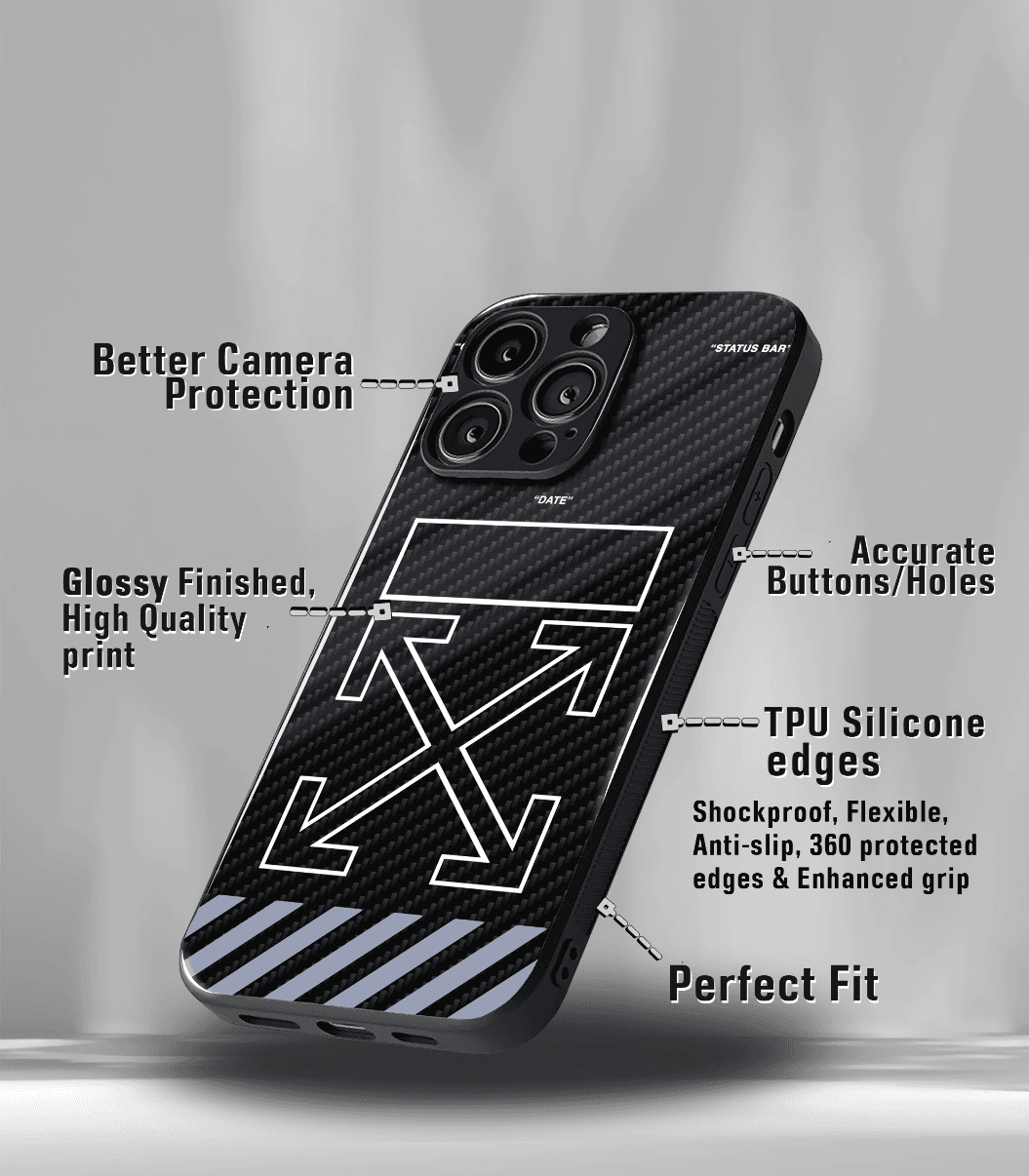 offwhite premium glossy phone case compatible for all phone models!