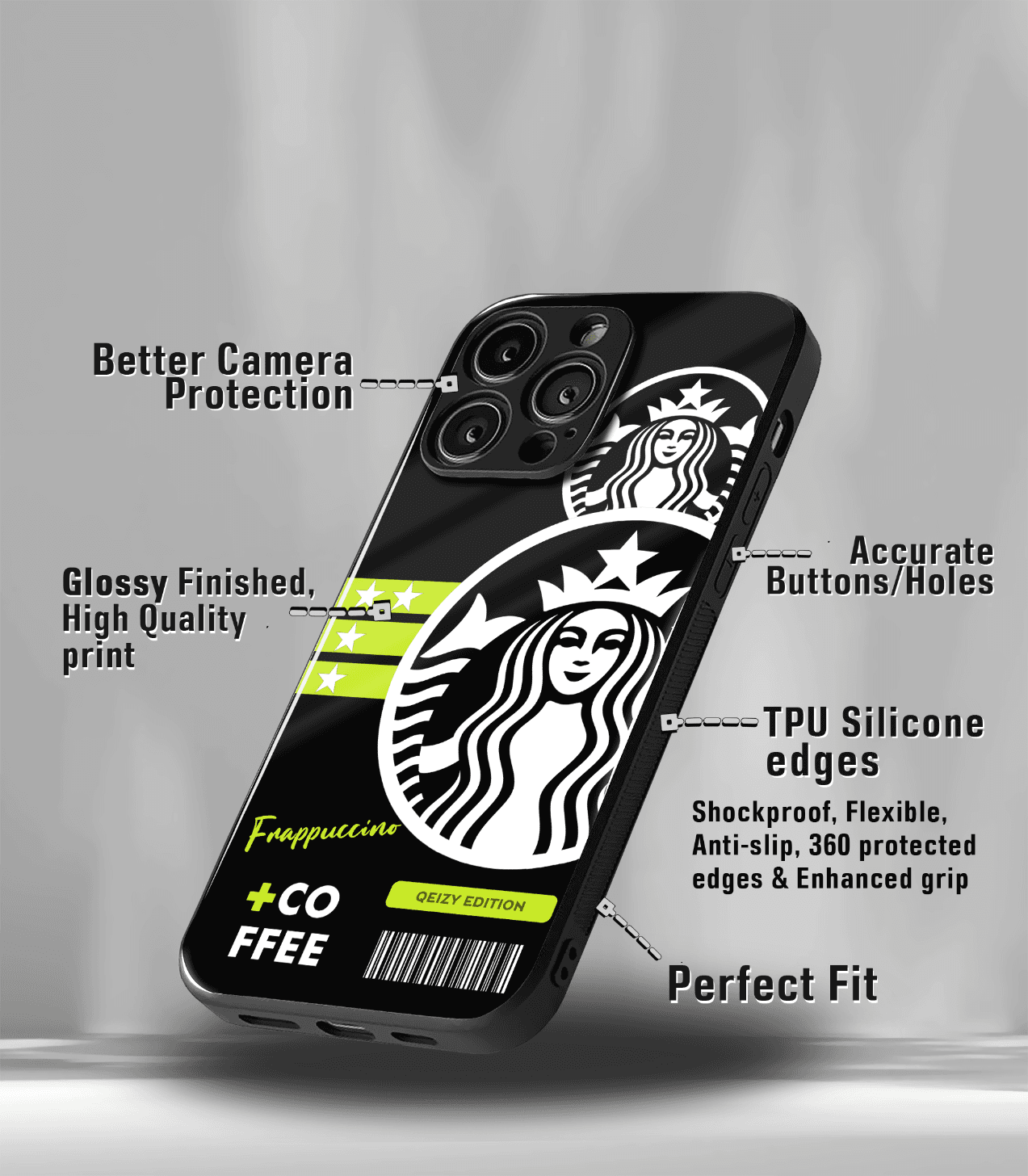 coffee edition premium glossy phone case compatible for all phone models!