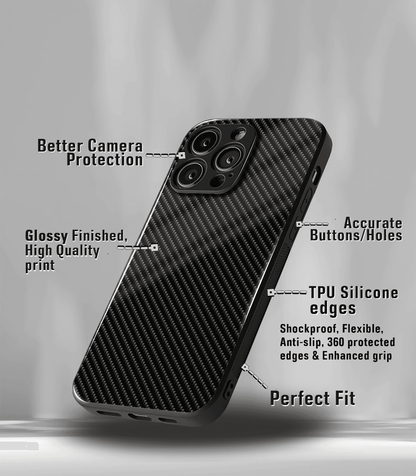 Carbon Fiber Pattern Premium glossy Phone Case compatible for all phone models!