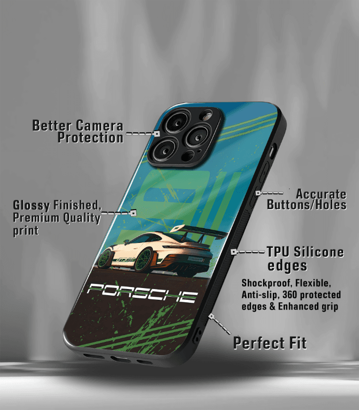porsche super car automotive premium glossy phone case compatible for every phone models.