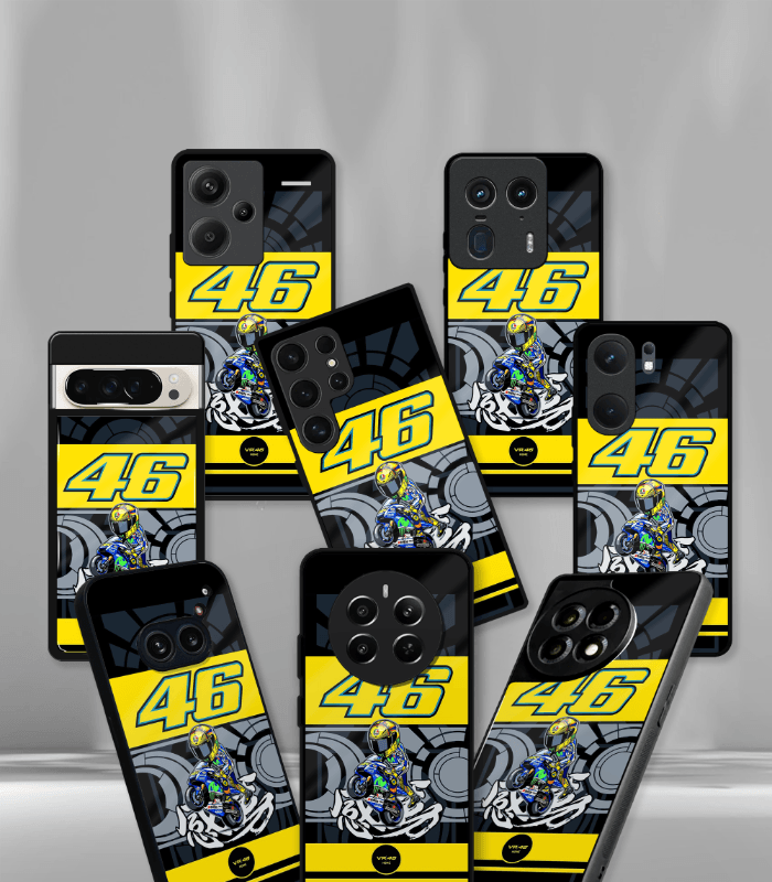 vr46 rossi premium glossy phone case compatible for every phone models.