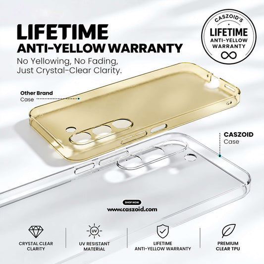 Anti-Yellow Crystal Clear Phone Case with Lifetime Anti-Yellow Warranty