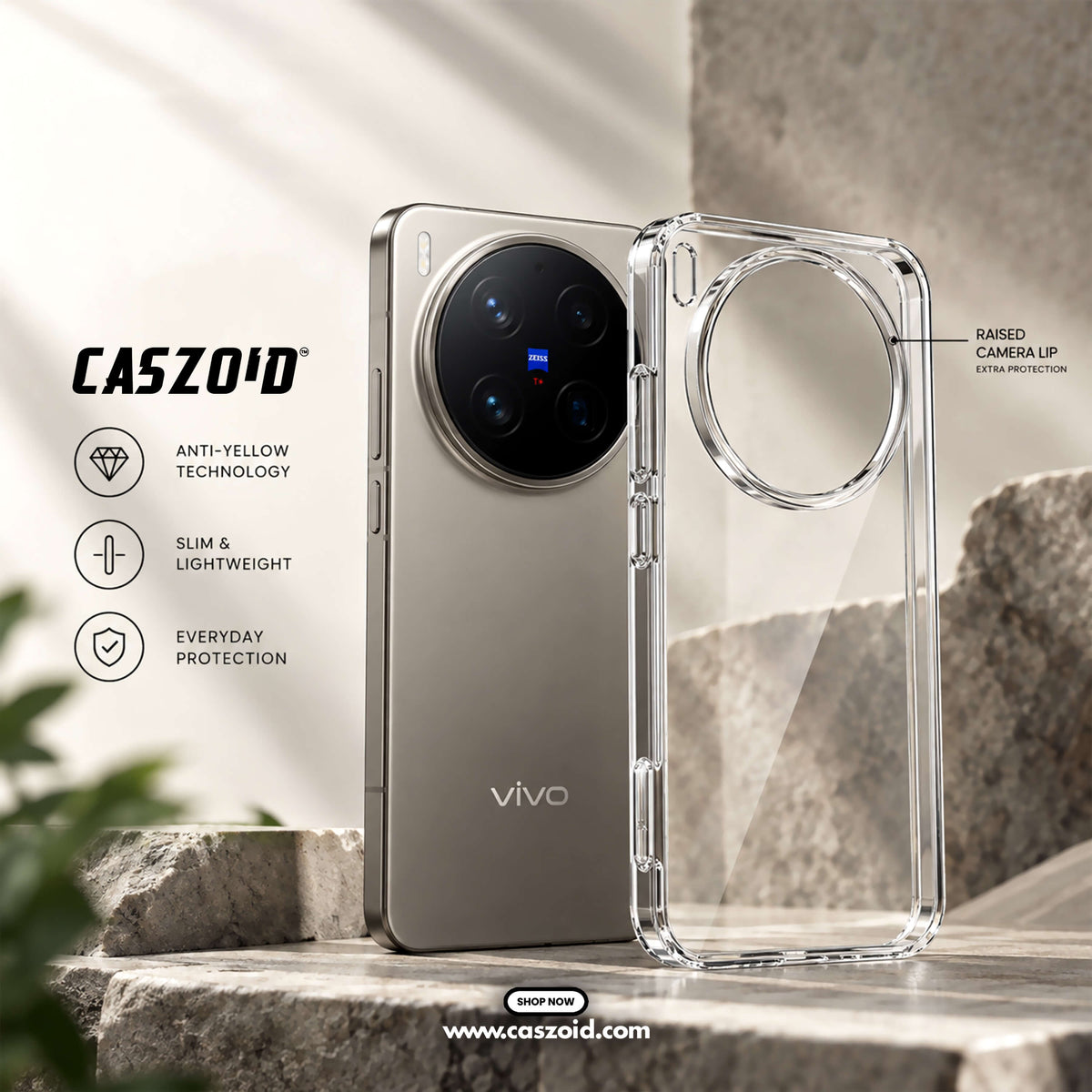 caszoid's 5 in 1 combo products anti-yellow crystal clear case