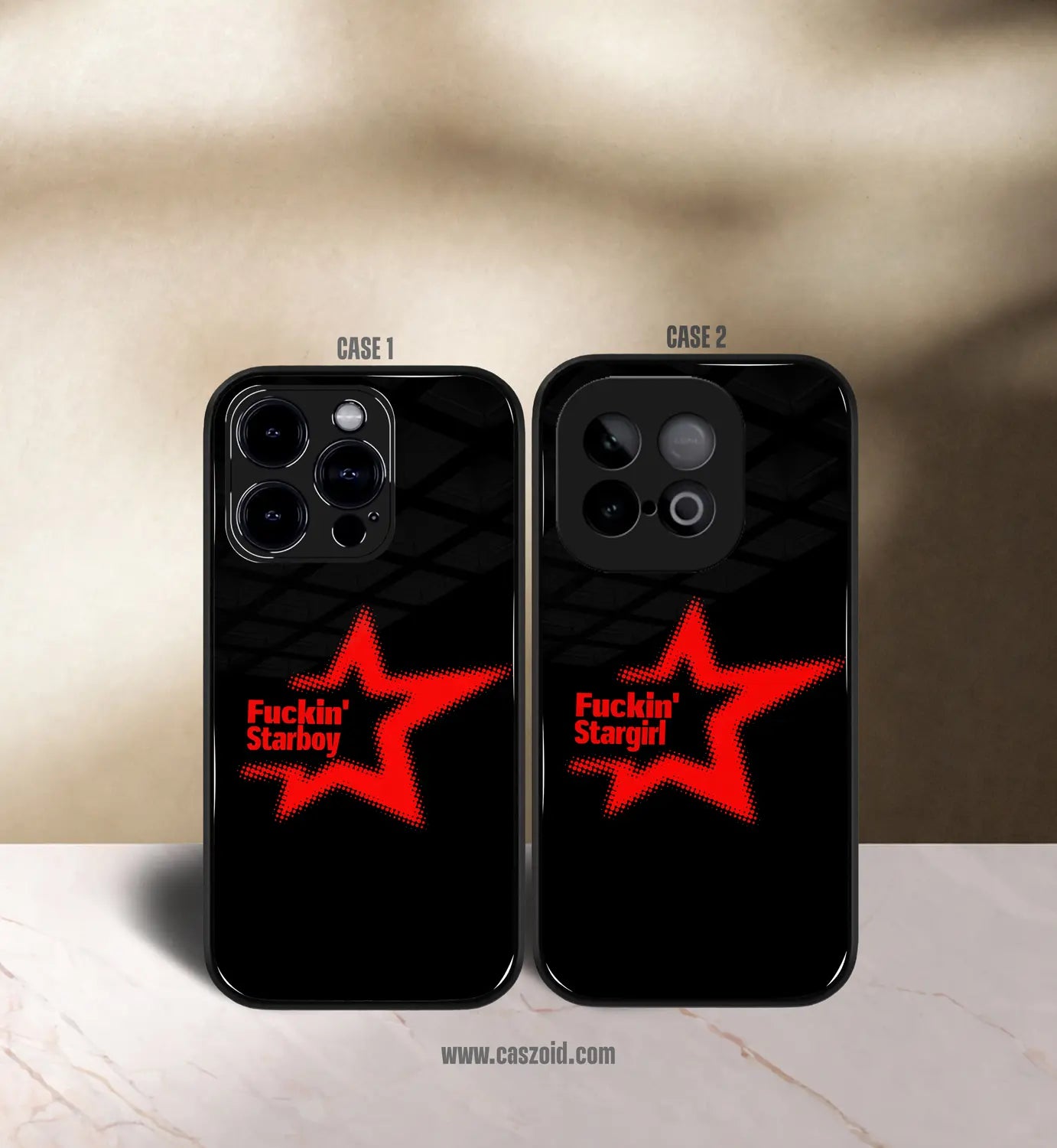 starboy & stargirl premium glossy couple combo cases
