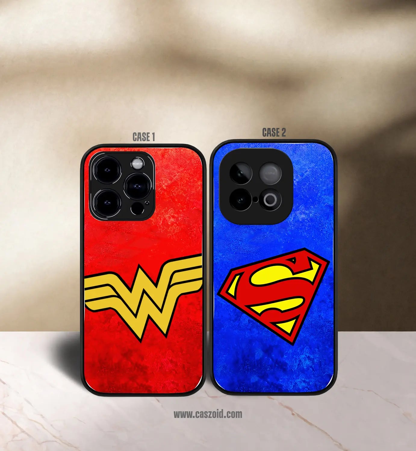super hero couples premium glossy couple combo cases