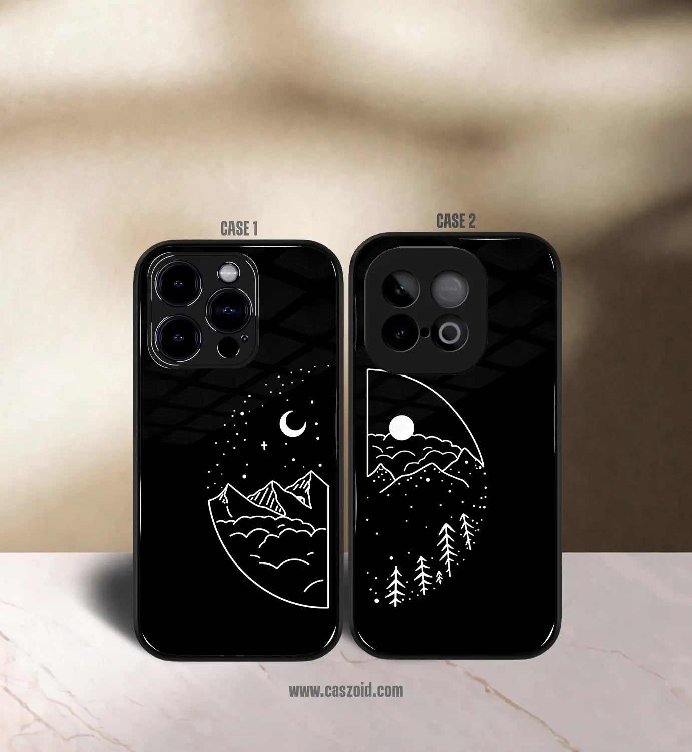 better half moon & sun premium glossy couple combo cases