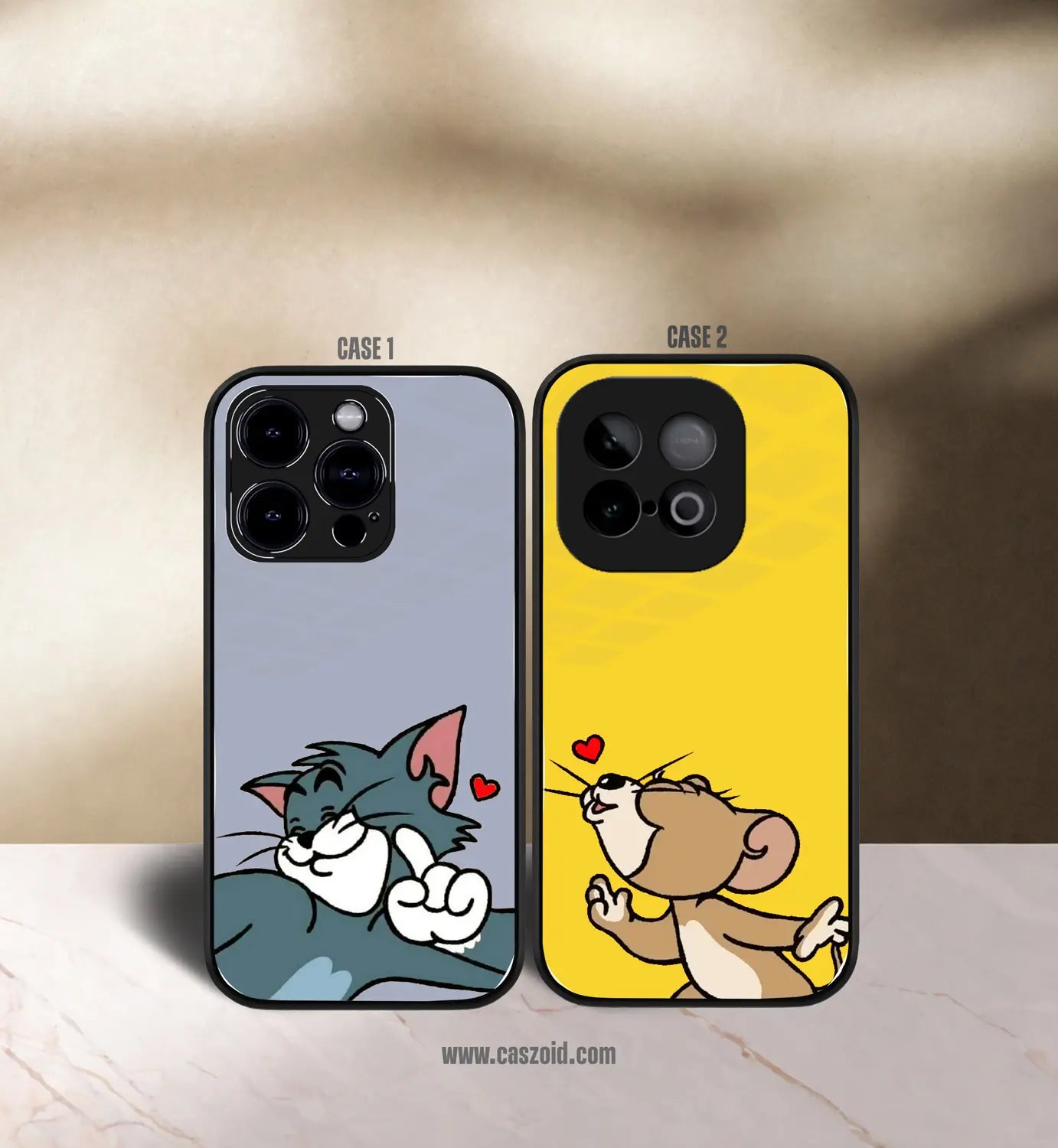 kissing with love tom & jerry premium glossy couple combo cases