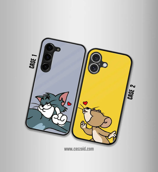 Kissing with Love Tom & Jerry Premium Glossy Couple Combo Cases