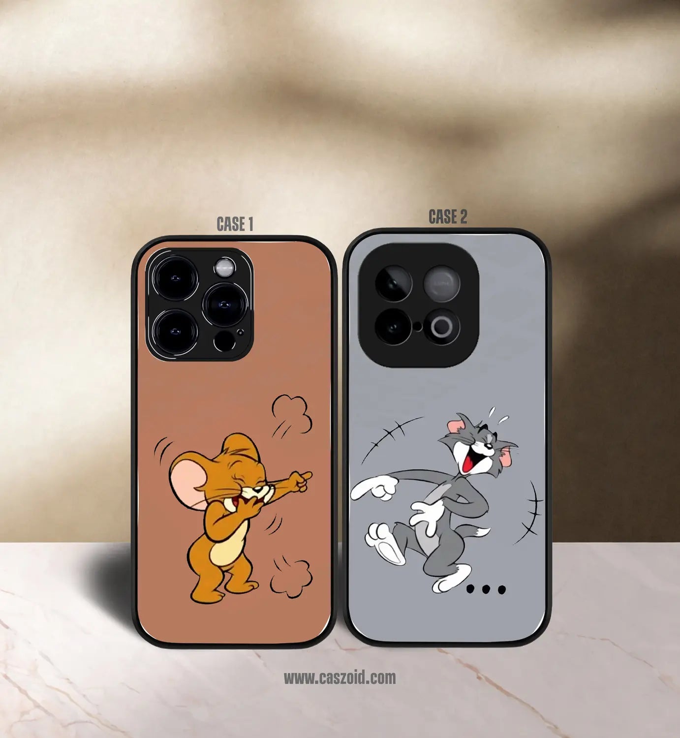 teasing tom & jerry couples premium glossy couple combo cases