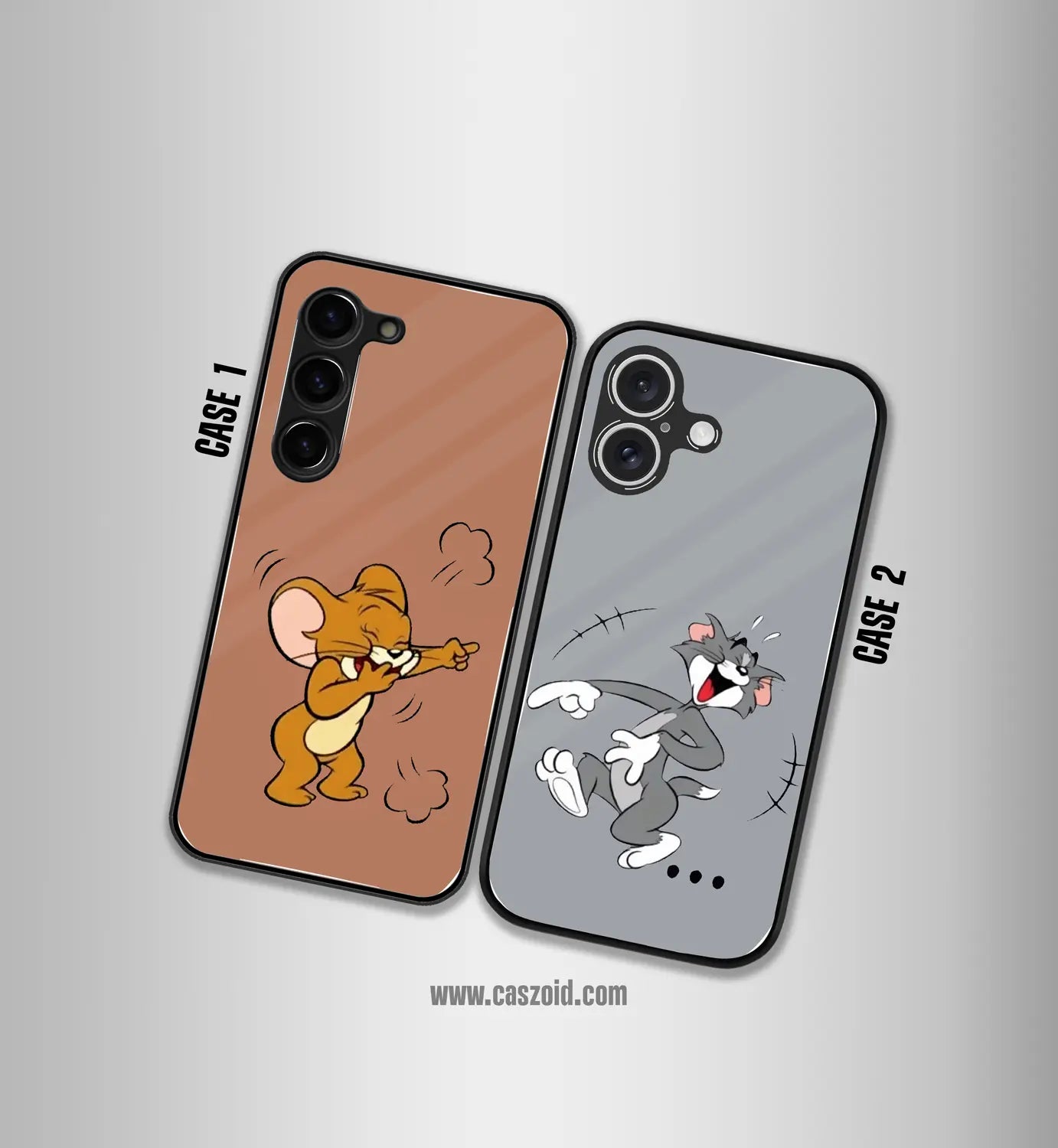 teasing tom & jerry couples premium glossy couple combo cases