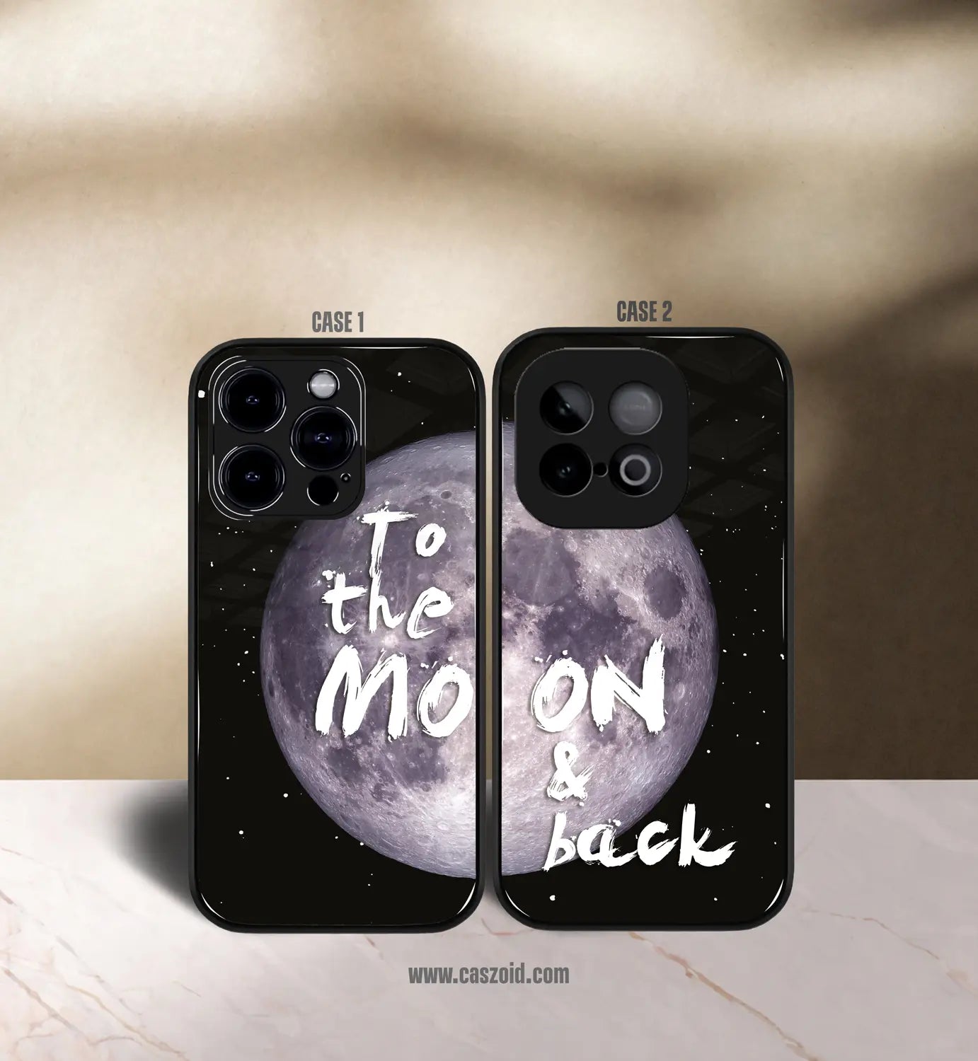 love you to the moon premium glossy couple combo cases