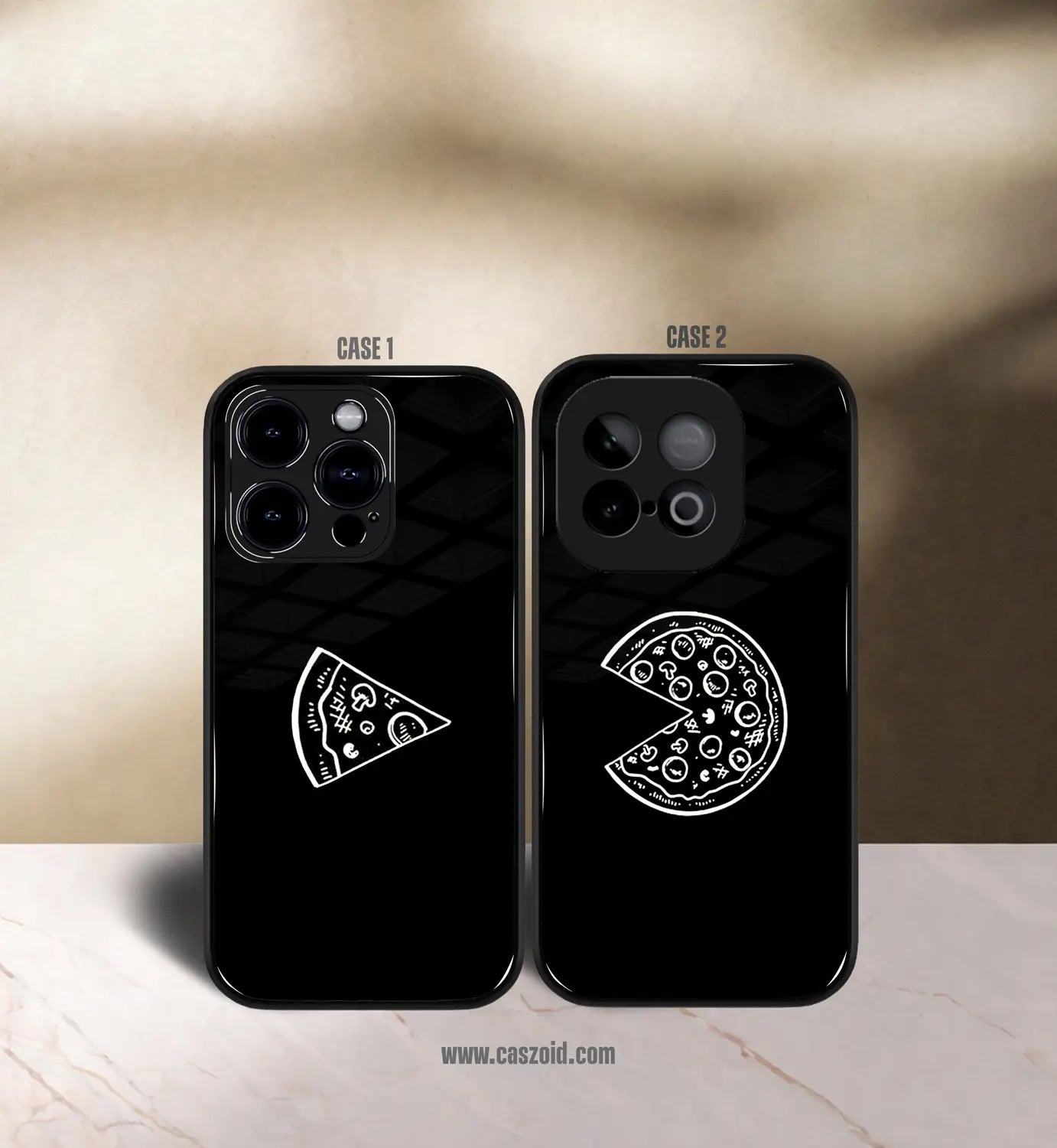 shared pizza with love premium glossy couple combo cases