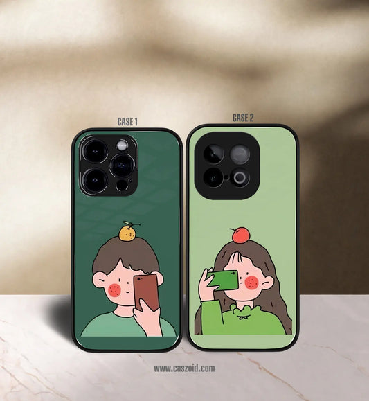 Cute Selfie Couples Premium Glossy Couple Combo Cases