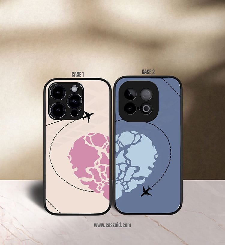 Travel with Love Premium Glossy Couple Combo Cases