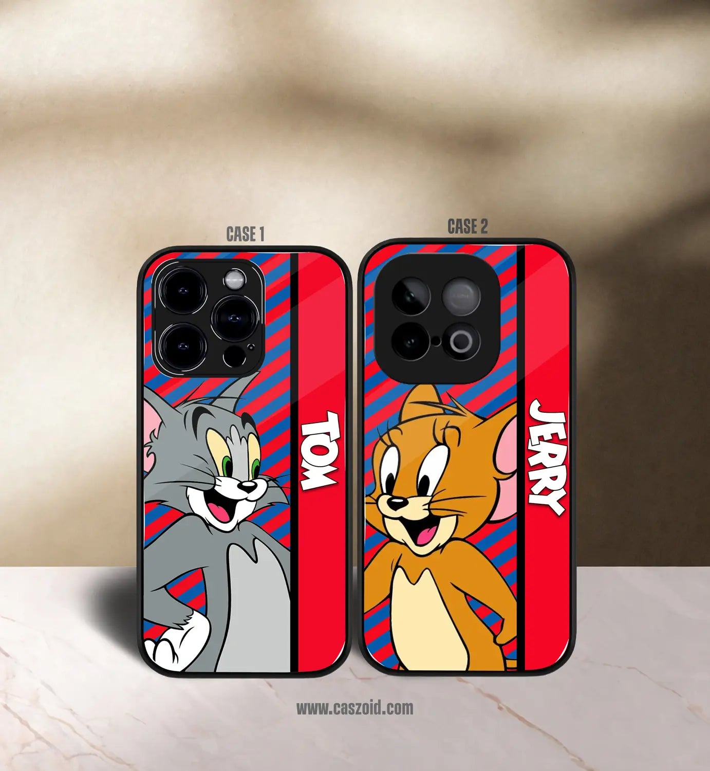 laughing tom & jerry couples premium glossy couple combo cases