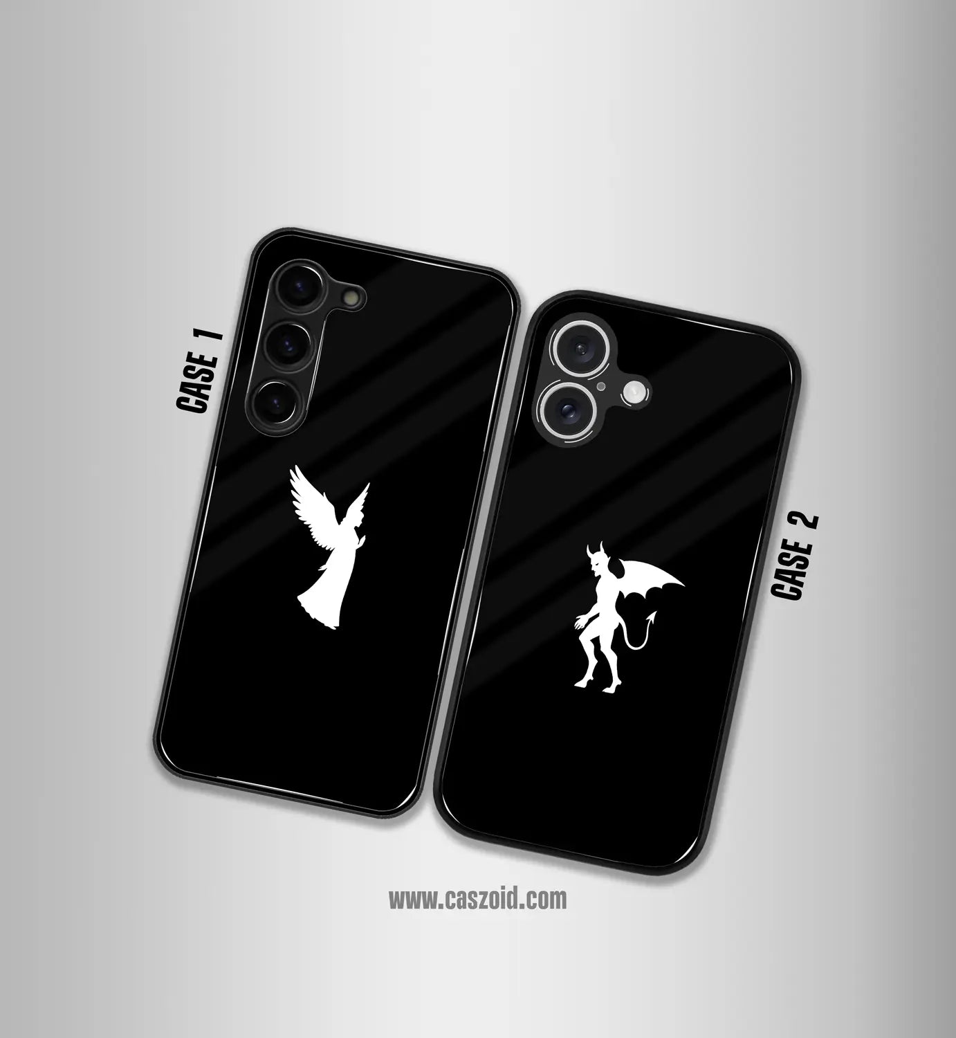 devil & angel premium glossy couple combo cases