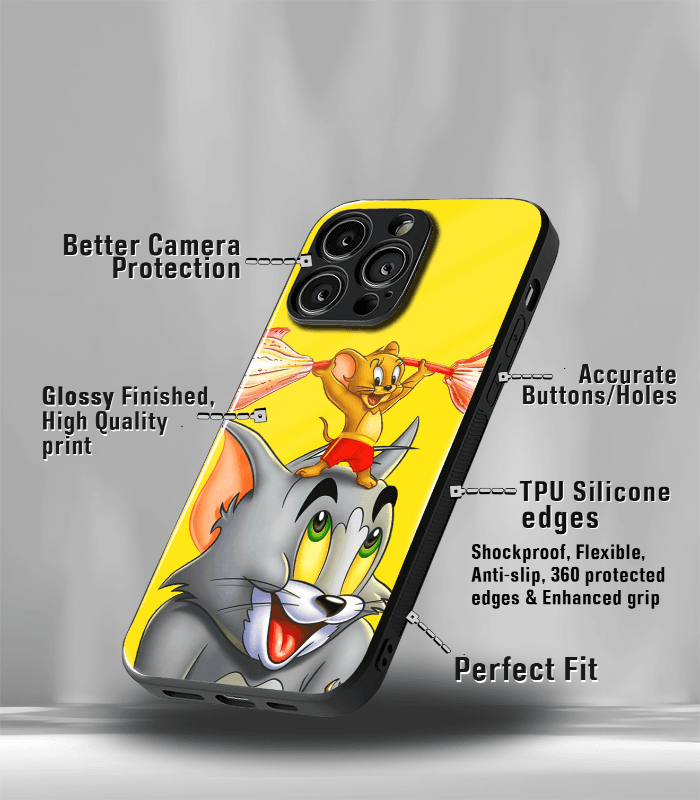 tom & jerry premium glossy phone case