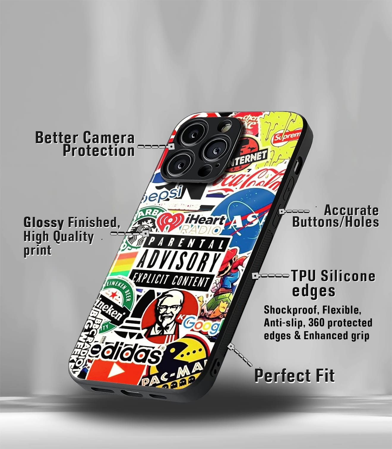 cutout patternic premium glossy phone case compatible for every phone models.