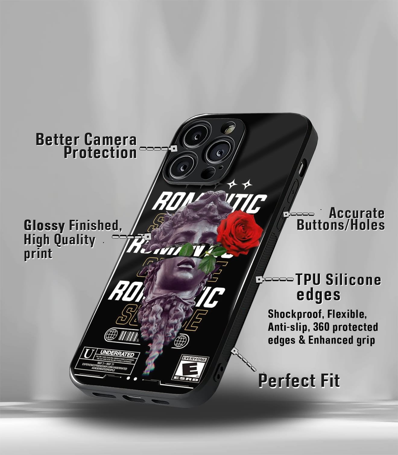 cutout patternic premium glossy phone case compatible for every phone models.