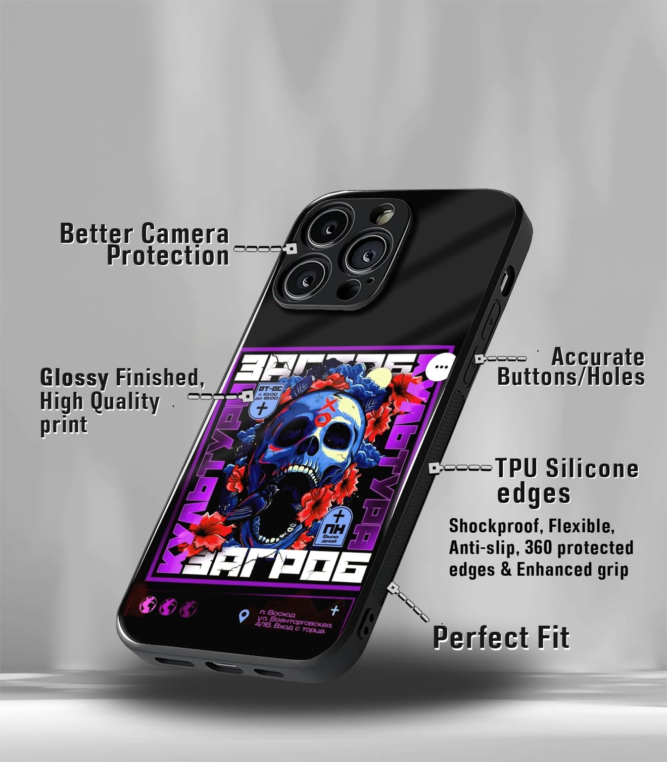 cutout patternic premium glossy phone case compatible for every phone models.