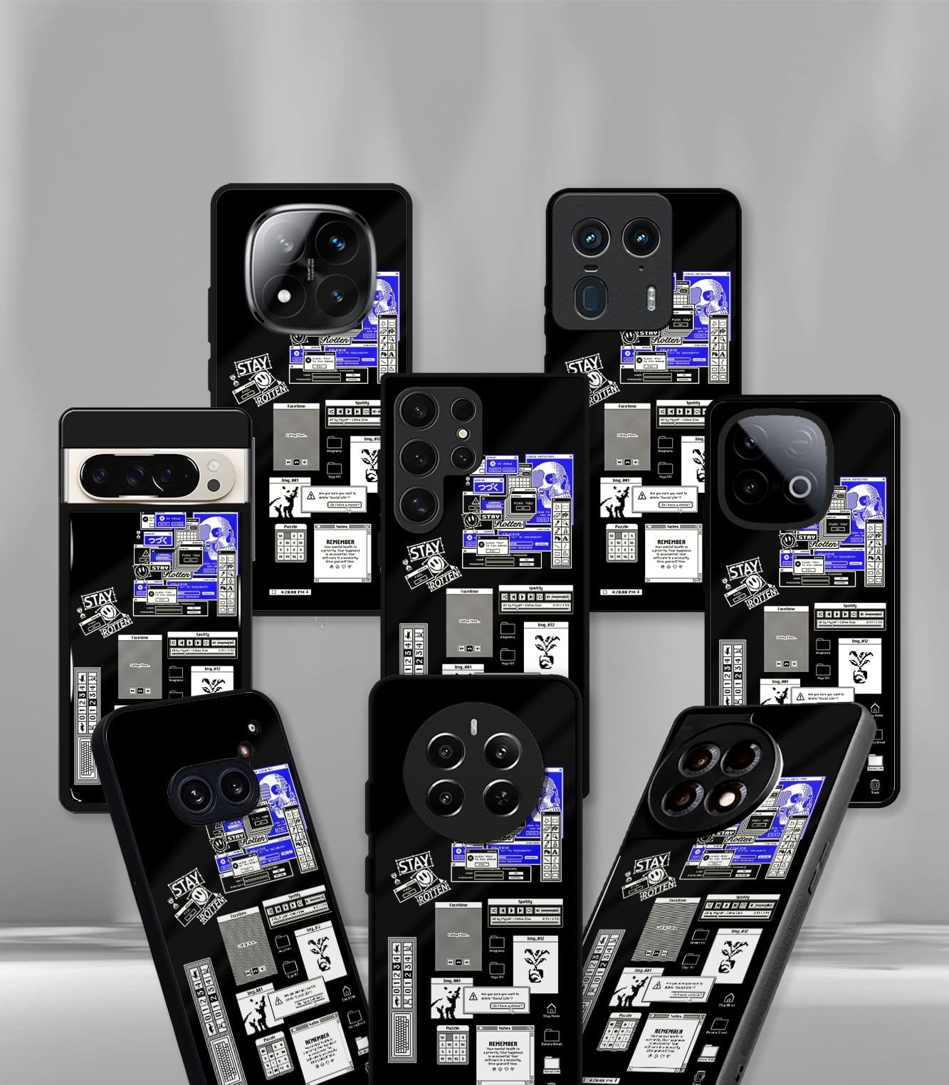 cutout patternic premium glossy phone case compatible for every phone models.