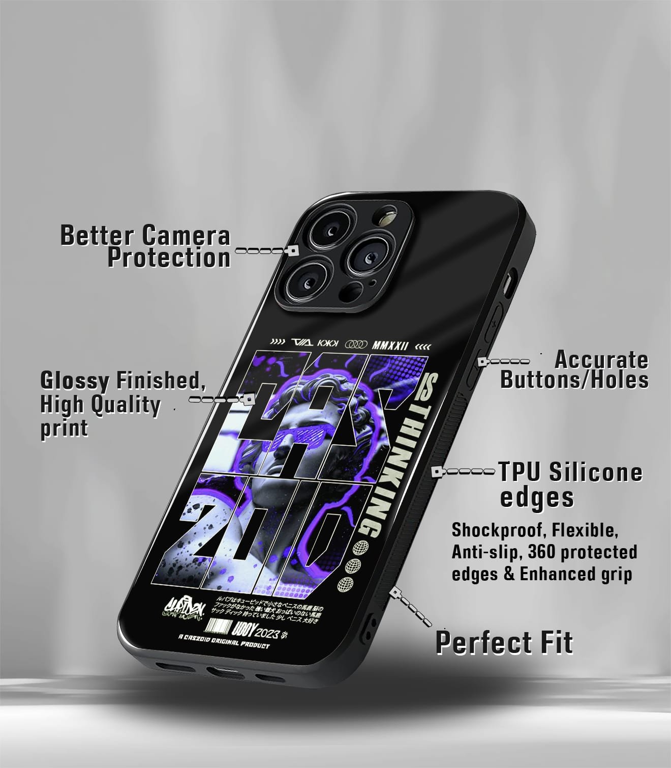 cutout patternic premium glossy phone case compatible for every phone models.