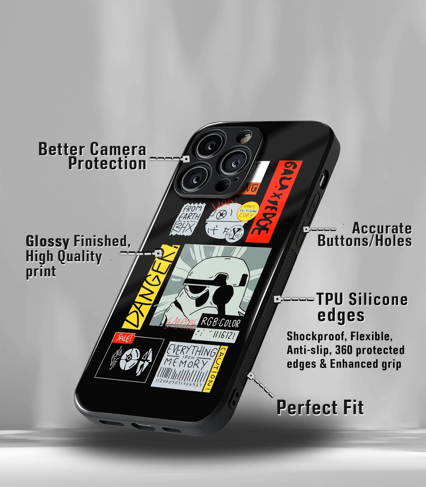 cutout patternic premium glossy phone case compatible for every phone models.