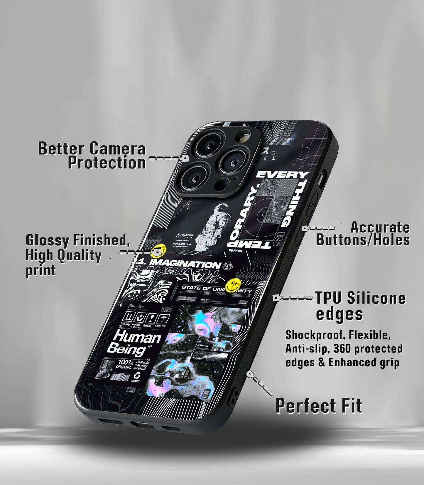 cutout patternic premium glossy phone case compatible for every phone models.