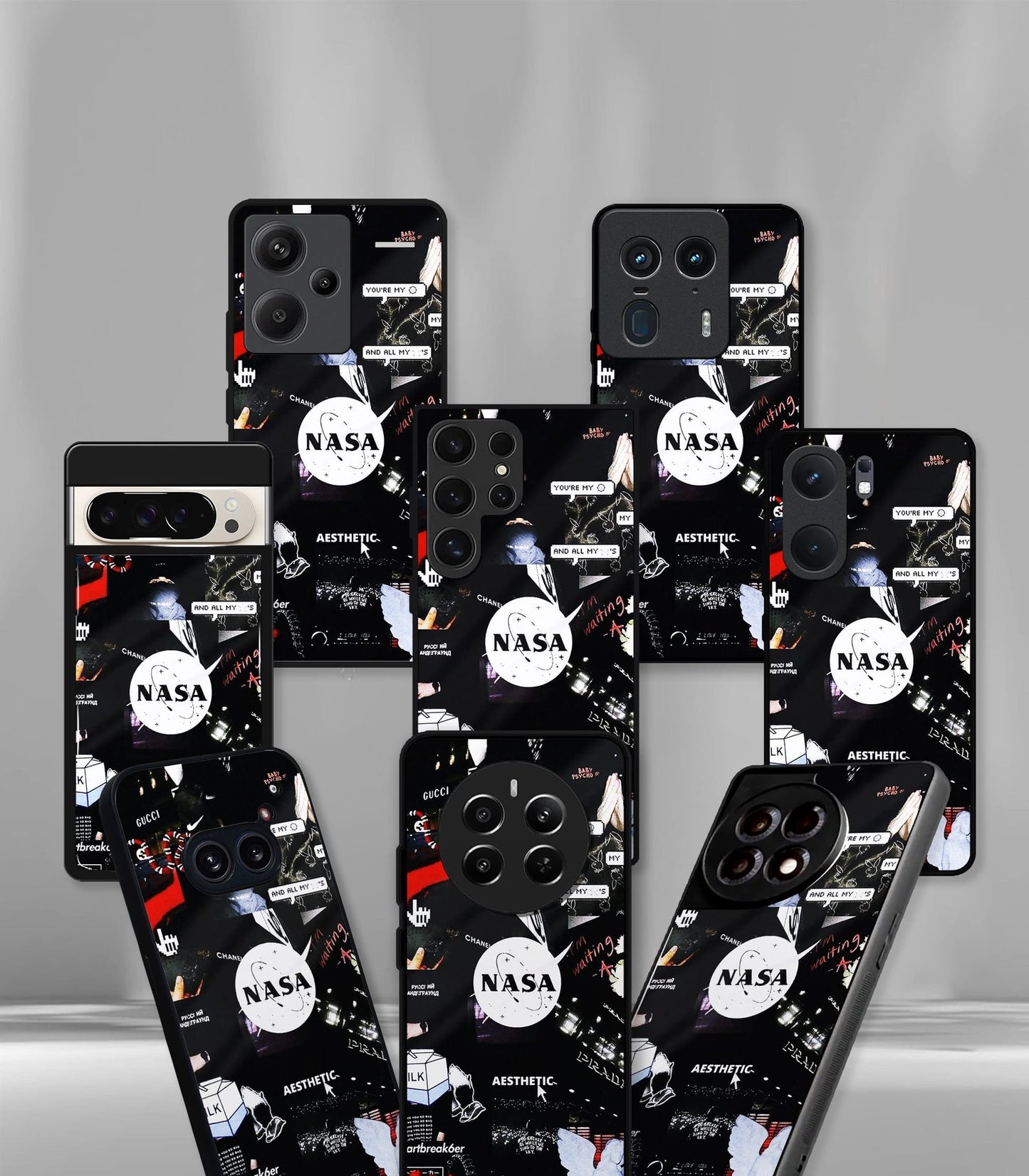 cutout patternic premium glossy phone case compatible for every phone models.