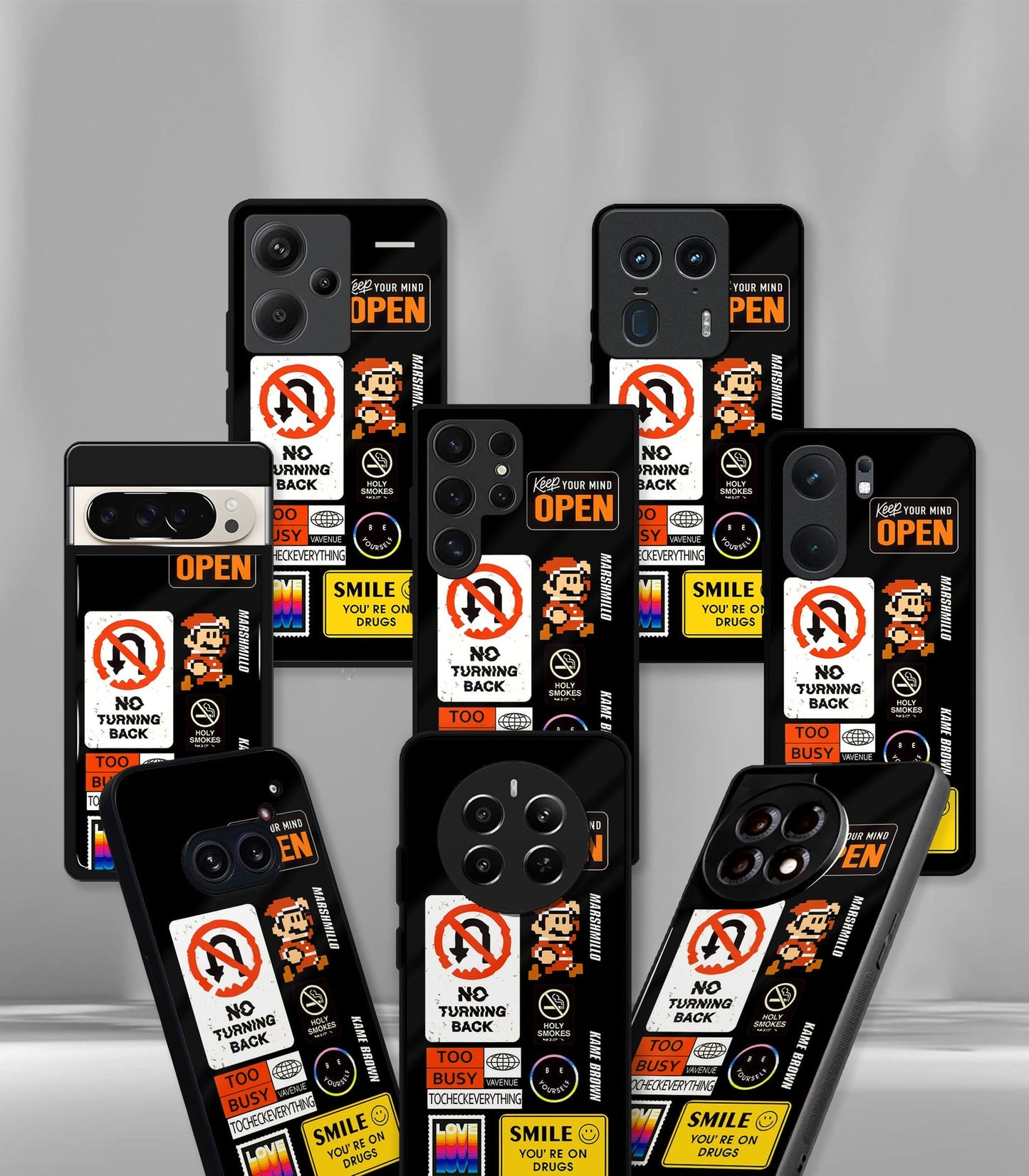 cutout patternic premium glossy phone case compatible for every phone models.