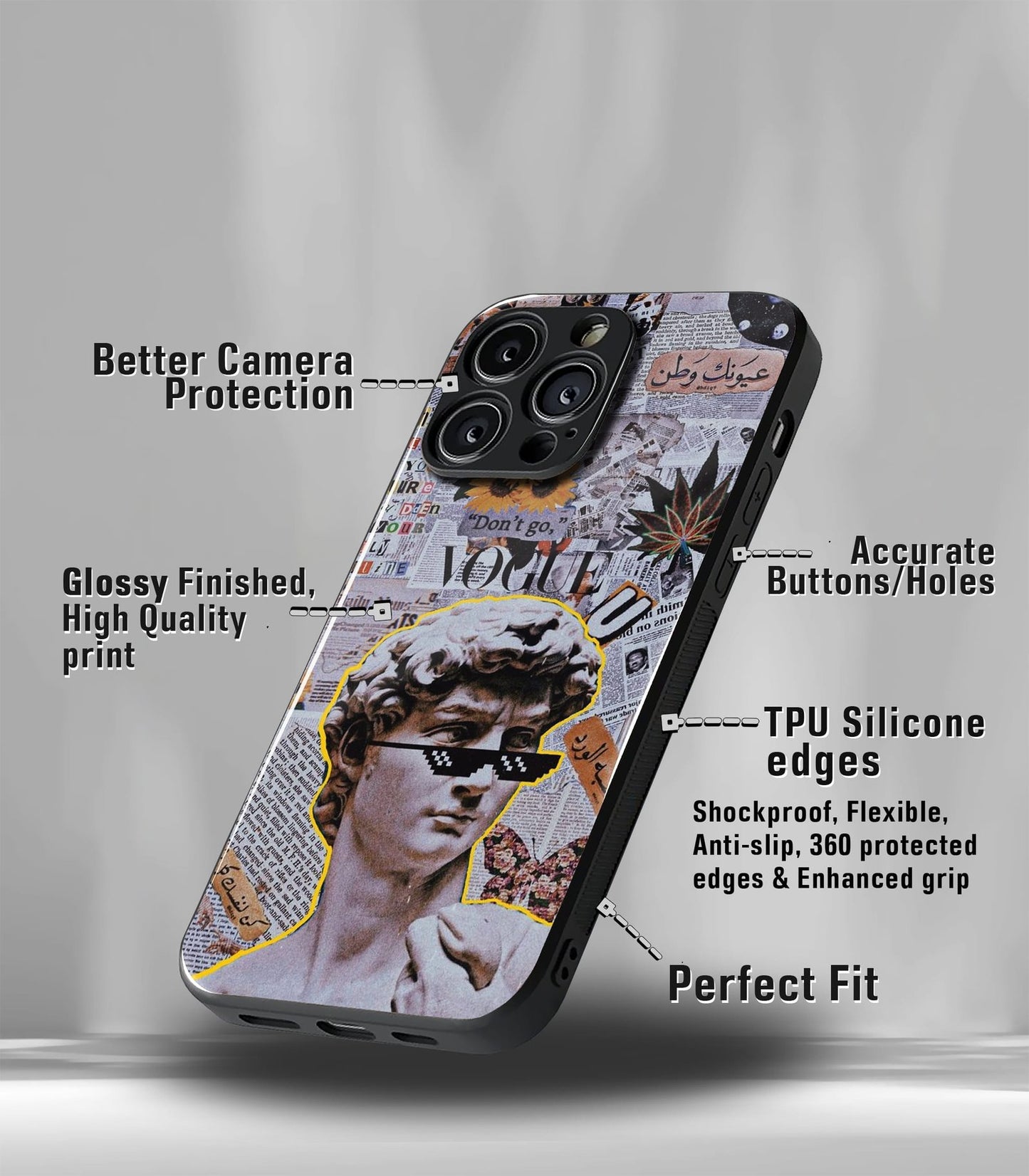 cutout patternic premium glossy phone case compatible for every phone models.