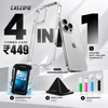 Caszoid's 4 in 1 Combo Products Anti-Yellow Crystal Clear Case