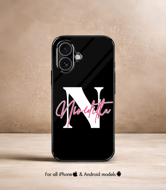 Name X Letter Black Customized NAME Printed Premium Glossy Phone Case