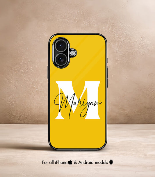 Name X Letter Yellow Customized NAME Printed Premium Glossy Phone Case
