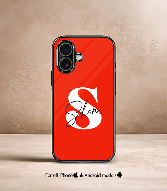 Name X Letter Red Customized NAME Printed Premium Glossy Phone Case