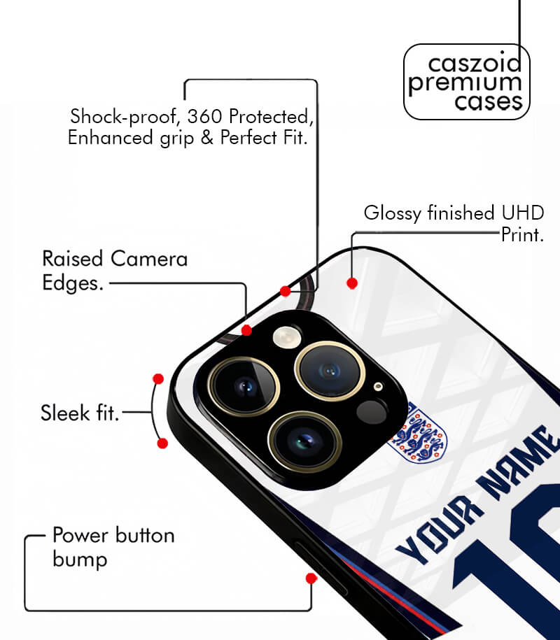customized england home kit fifa wc26 edition premium glossy phone case